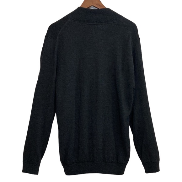 Glenmuir Golf Sweater Mens Medium Gray Merino Wool Long Sleeve Lined Quarter Zip - Picture 2 of 13